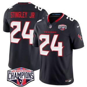 Houston Texans #24 Derek Stingley Jr. Navy F.U.S.E. 2024 AFC South Division Champions Vapor Limited Stitched Jersey
