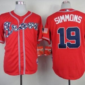 Braves #19 Andrelton Simmons Red Cool Base Stitched Jersey