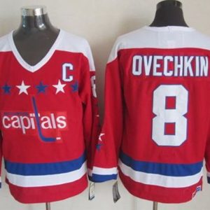 Capitals #8 Alex Ovechkin Red CCM Throwback Stitched Jersey