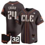 Cleveland Browns #24 Nick Chubb Brown With Jim Brown Memorial Home Patch Vapor Premier Limited Stitched Jersey