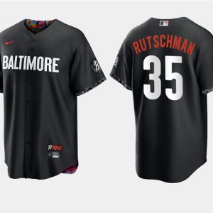 Baltimore Orioles #35 Adley Rutschman Black 2023 City Connect Cool Base Stitched Jersey