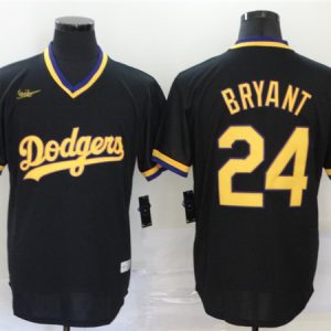 Los Angeles Dodgers #24 Kobe Bryant Black KB Patch Cool Base Stitched Jersey