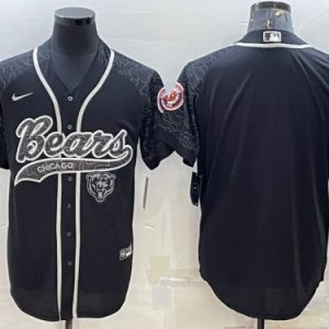 Chicago Bears Blank Black Reflective With Patch Cool Base Stitched Jersey