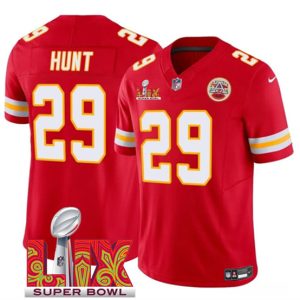 Kansas City Chiefs #29 Kareem Hunt Red 2025 F.U.S.E. Super Bowl LIX Patch Vapor Untouchable Limited Stitched Jersey
