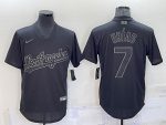 Los Angeles Dodgers #7 Julio Ur¨ªas Black Pitch Black Fashion Replica Stitched Jersey