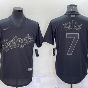 Los Angeles Dodgers #7 Julio Ur¨ªas Black Pitch Black Fashion Replica Stitched Jersey