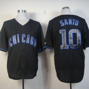 Cubs #10 Ron Santo Black Fashion Stitched Jersey