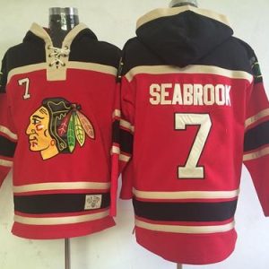 Blackhawks #7 Brent Seabrook Red Sawyer Hooded Sweatshirt Stitched Jersey