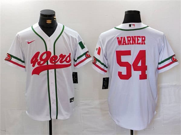 San Francisco 49ers #54 Fred Warner White With Patch Cool Base Stitched Jersey