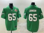 Philadelphia Eagles #65 Lane Johnson Green 2025 Super Bowl LIX Patch F.U.S.E. Throwback Vapor Untouchable Limited Stitched Jersey