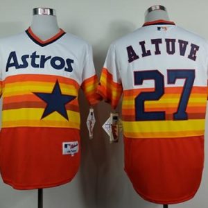 Astros #27 Jose Altuve White Orange 1980 Turn Back The Clock Stitched Jersey