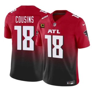 Atlanta Falcons #18 Kirk Cousins Red Black 2024 F.U.S.E With 4-Star C Patch Vapor Untouchable Limited Stitched Jersey