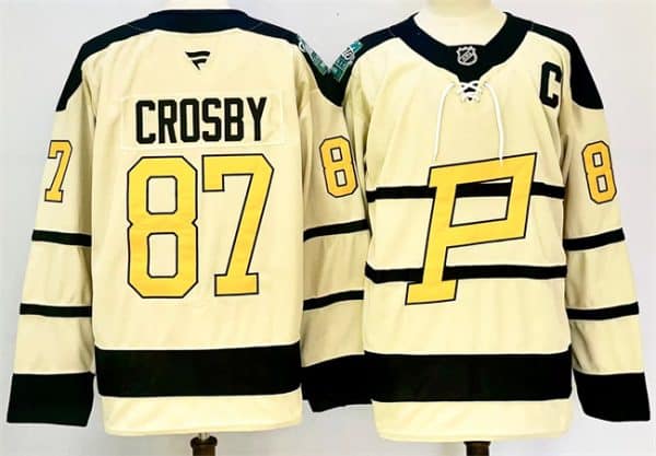 Pittsburgh Penguins #87 Sidney Crosby Cream 2024-25 With C Patch Winter Classic Stitched Jersey