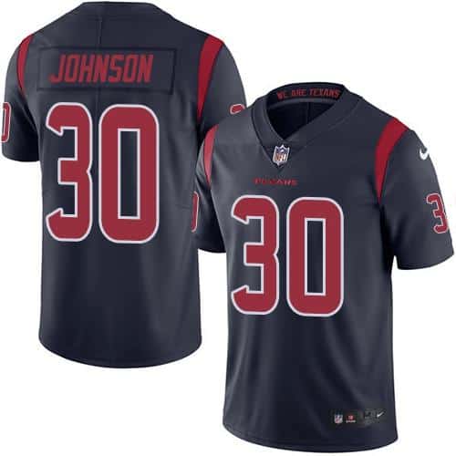 Texans #30 Kevin Johnson Navy Blue Stitched Limited Rush Nike Jersey