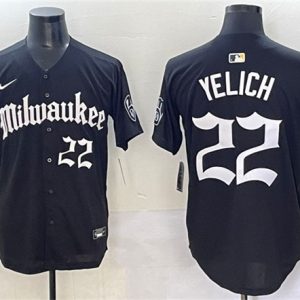 Milwaukee Brewers #22 Christian Yelich Black 'Gothic 414 Shadows Edition' Vapor Premier Limited Stitched Jersey