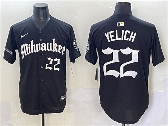 Milwaukee Brewers #22 Christian Yelich Black 'Gothic 414 Shadows Edition' Vapor Premier Limited Stitched Jersey