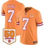 Tampa Bay Buccaneers #7 Bucky Irving Orange 2025 F.U.S.E. 50th Anniversary Patch Vapor Untouchable Limited Stitched Jersey
