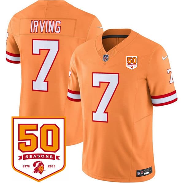 Tampa Bay Buccaneers #7 Bucky Irving Orange 2025 F.U.S.E. 50th Anniversary Patch Vapor Untouchable Limited Stitched Jersey