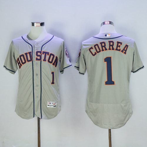 Astros #1 Carlos Correa Grey Flexbase Authentic Collection Stitched Jersey