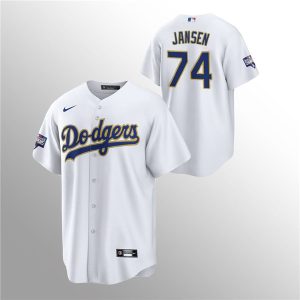 Los Angeles Dodgers #74 Kenley Jansen 2021 Gold Program White Cool Base Stitched Jersey