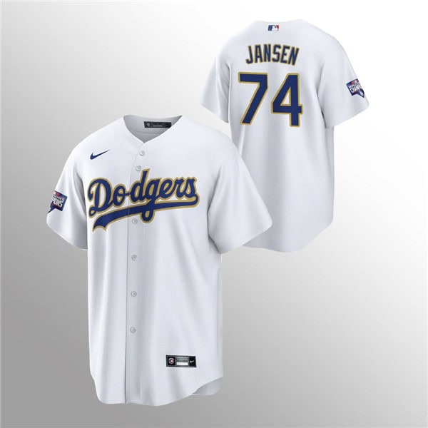 Los Angeles Dodgers #74 Kenley Jansen 2021 Gold Program White Cool Base Stitched Jersey