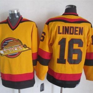 Canucks #16 Trevor Linden Gold CCM Throwback Stitched Jersey