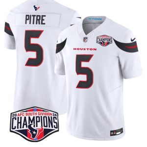 Houston Texans #5 Jalen Pitre White F.U.S.E. 2024 AFC South Division Champions Vapor Limited Stitched Jersey