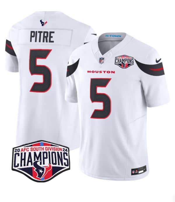 Houston Texans #5 Jalen Pitre White F.U.S.E. 2024 AFC South Division Champions Vapor Limited Stitched Jersey