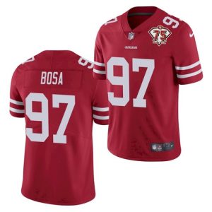 San Francisco 49ers #97 Nick Bosa Red 2021 75th Anniversary Vapor Untouchable Limited Stitched Jersey