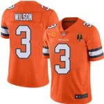 Denver Broncos #3 Russell Wilson Orange With C Patch Walter Payton Patch Limited Stitched Jersey