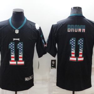 Philadelphia Eagles #11 A. J. Brown Black USA Flag Color Rush Limited Stitched Jersey