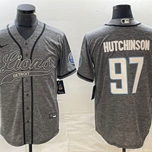 Detroit Lions #97 Aidan Hutchinson Gray Cool Base Stitched Jersey