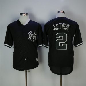 New York Yankees #2 Derek Jeter Black Cool Base Stitched Jersey
