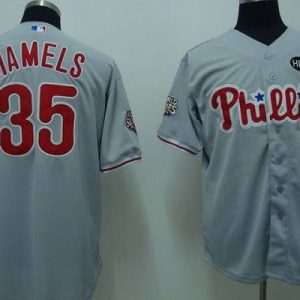 Phillies #35 Colbert Hamels Stitched Grey Jersey