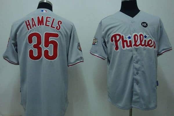 Phillies #35 Colbert Hamels Stitched Grey Jersey