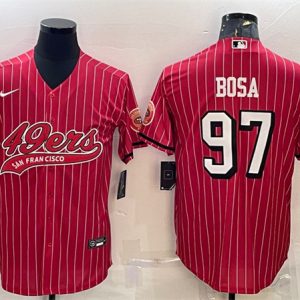 San Francisco 49ers #97 Nick Bosa Red With Patch Cool Base Stitched Jersey