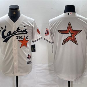 Houston Astros Team Big Logo Cream Cactus Jack Vapor Premier Limited Stitched Jersey