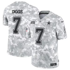 Dallas Cowboys #7 Trevon Diggs Arctic Camo 2024 F.U.S.E. Salute To Service Limited Stitched Jersey