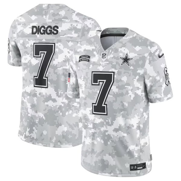 Dallas Cowboys #7 Trevon Diggs Arctic Camo 2024 F.U.S.E. Salute To Service Limited Stitched Jersey