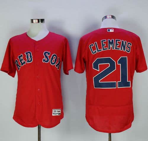Red Sox #21 Roger Clemens Red Flexbase Authentic Collection Stitched Jersey