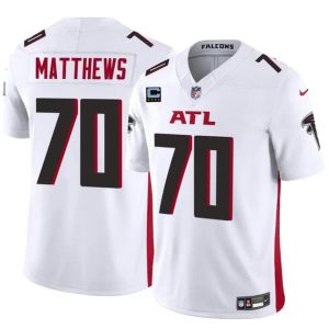 Atlanta Falcons #70 Jake Matthews White 2024 F.U.S.E With 4-Star C Patch Vapor Untouchable Limited Stitched Jersey