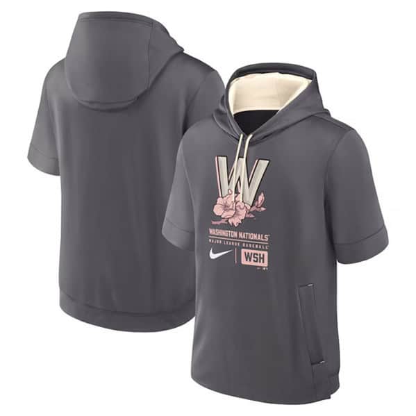 Washington Nationals Grey City Connect Short Sleeve Pullover Hoodie