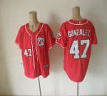 Nationals #47 Gio Gonzalez Red Cool Base Stitched Jersey