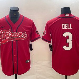 Houston Texans #3 Tank Dell Red With Patch Cool Base Stitched Jersey