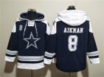 Dallas Cowboys #8 Troy Aikman Navy Ageless Must-Have Lace-Up Pullover Hoodie