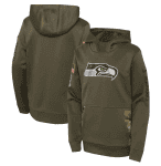 Youth Seattle Seahawks 2022 Olive Salute To Service Therma Performance Pullover Hoodie