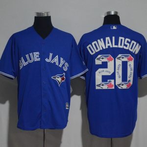Toronto Blue Jays #20 Josh Donaldson Blue Team Logo Print Cool Base Stitched Jersey