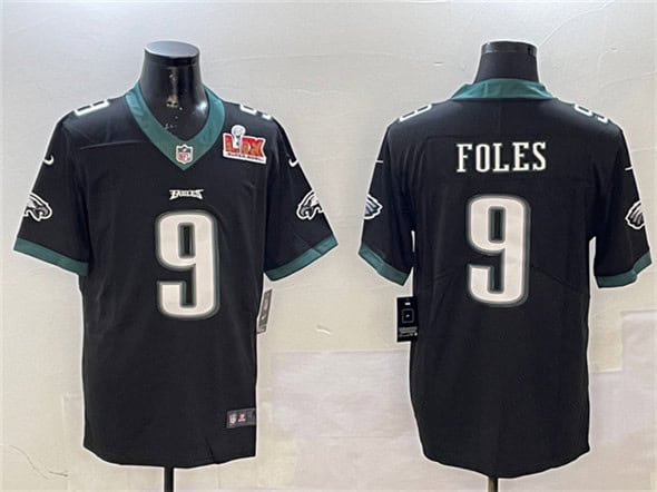 Philadelphia Eagles #9 Nick Foles Black 2025 Super Bowl LIX Patch Vapor Untouchable Limited Stitched Jersey