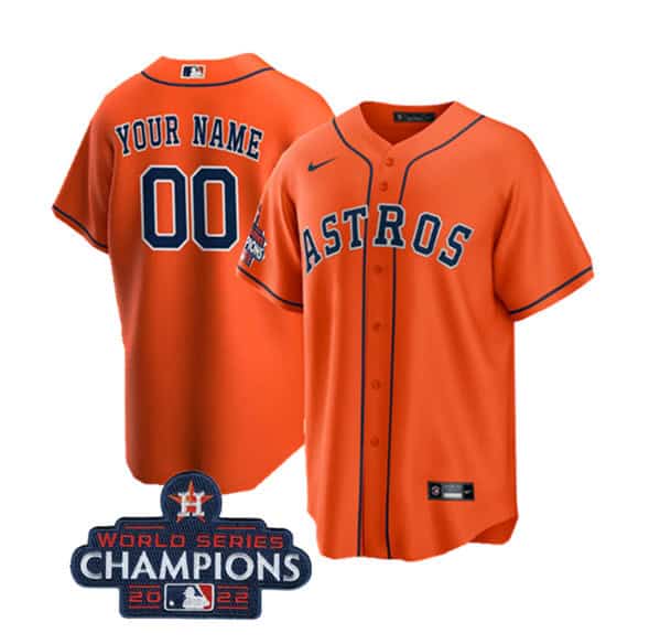 Houston Astros Customized Orange 2022 World Series Champions City Connect Cool Base Stitched Baseball Jersey