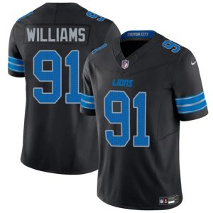Detroit Lions #91 Tyleik Williams Black 2025 F.U.S.E. Vapor Limited Stitched Game Jersey